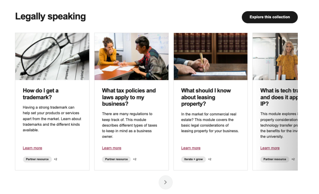 Modules in the "Legally speaking" collection of the Training and Development Resources website