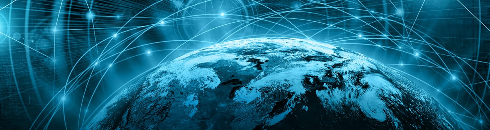 
		Graphic depiction of multiple networks connecting around the globe.		